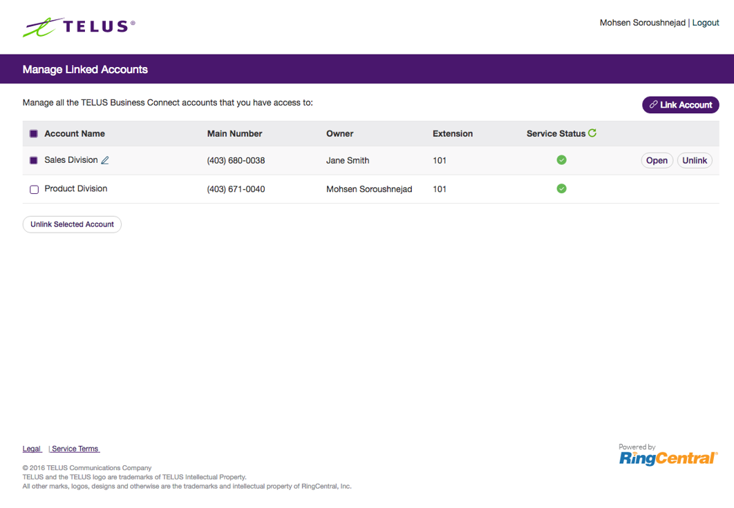 Multiple Account Access for TELUS Business Connect Help TELUS Business